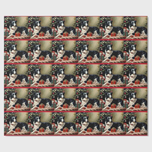 Border Collie Christmas Cadeaupapier (Vlak)