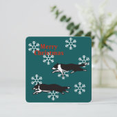Border collie Christmas card カード Kaart (Staand voorkant)