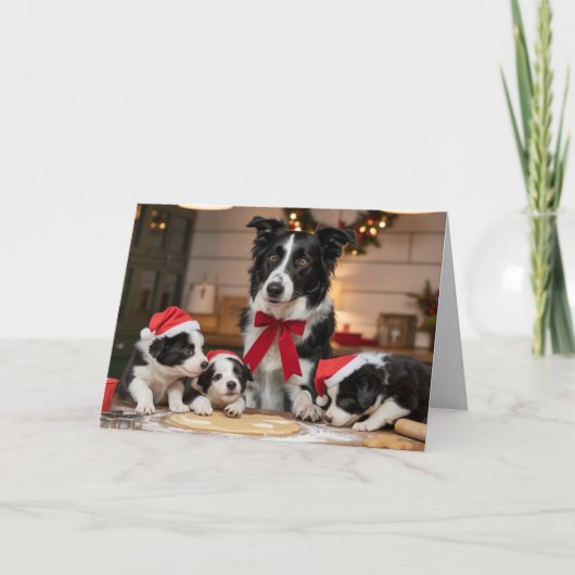 Border Collie Christmas Cookie Card Kaart (Voorkant)