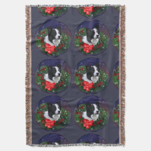 Border Collie Christmas Deken (Voorkant Verticaal)