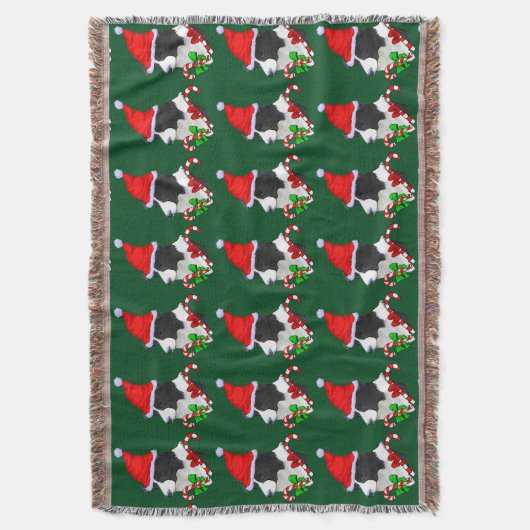 Border Collie Christmas Deken (Voorkant Verticaal)