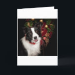Border Collie Christmas Feestdagen Kaart<br><div class="desc">Border Collie met kerstkrans.</div>
