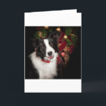 Border Collie Christmas Feestdagen Kaart<br><div class="desc">Border Collie met kerstkrans.</div>