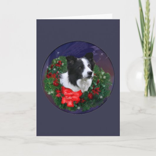 Border Collie Christmas Feestdagen Kaart (Voorkant)