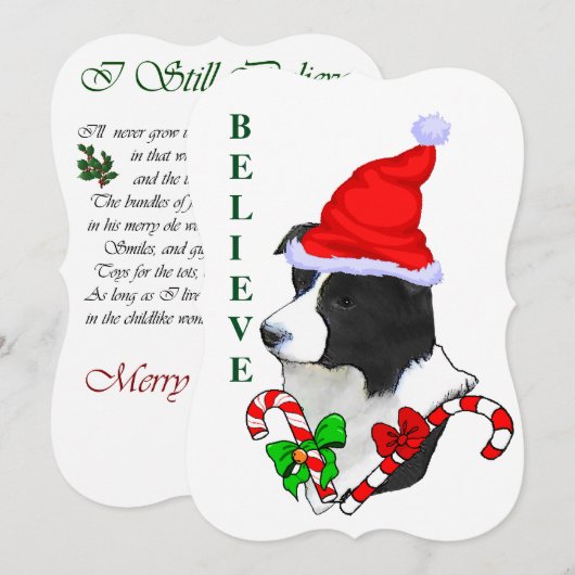 Border Collie Christmas Feestdagenkaart (Voorkant / Achterkant)