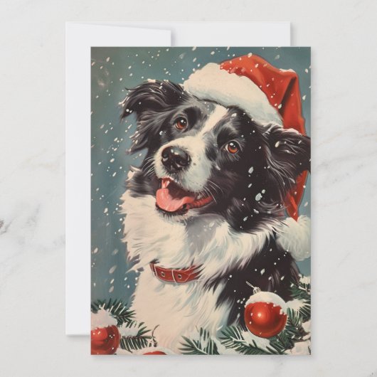 Border Collie Christmas Feestdagenkaart (Voorkant)