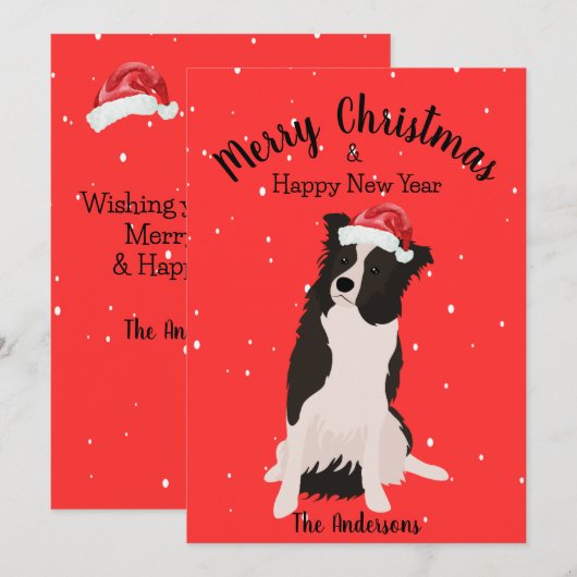 Border Collie Christmas Feestdagenkaart (Voorkant / Achterkant)