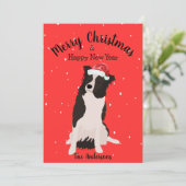Border Collie Christmas Feestdagenkaart (Staand voorkant)