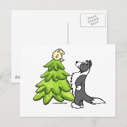 Border Collie Christmas Feestdagenkaart (Voorkant / Achterkant)