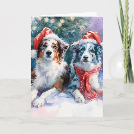  Border Collie Christmas Greeting Card  Feestdagen Kaart (Voorkant)
