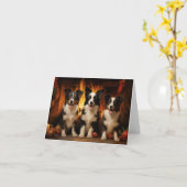 Border Collie Christmas Kaart (Gele Bloem)