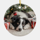 Border Collie Christmas Keramisch Ornament (Voorkant)