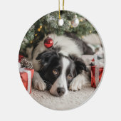 Border Collie Christmas Keramisch Ornament (Links)