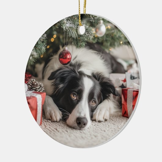 Border Collie Christmas Keramisch Ornament (Links)