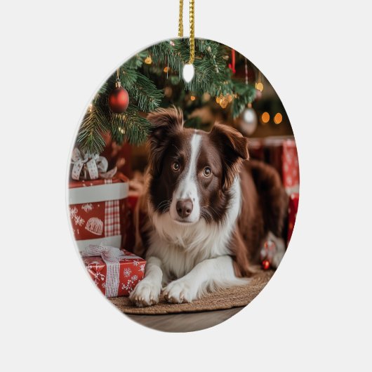 Border Collie Christmas Keramisch Ornament (Rechts)
