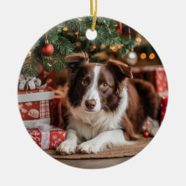 Border Collie Christmas Keramisch Ornament