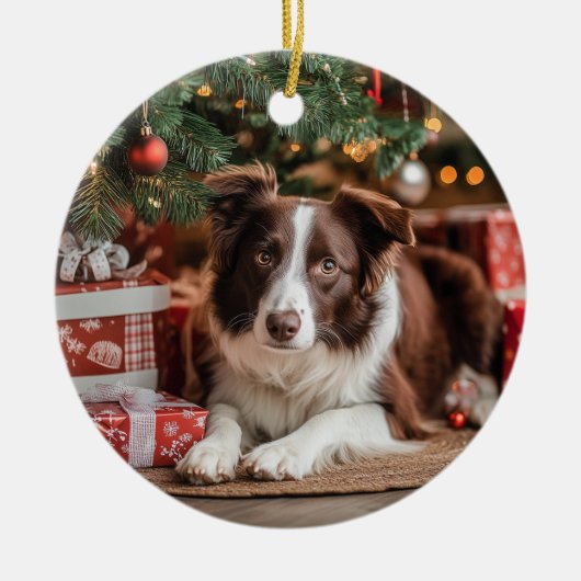 Border Collie Christmas Keramisch Ornament (Voorkant)