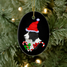 Border Collie Christmas Keramisch Ornament