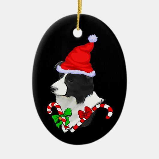 Border Collie Christmas Keramisch Ornament (Voorkant)