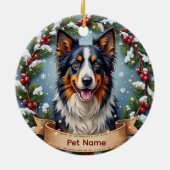 Border Collie Christmas Keramisch Ornament (Achterkant)