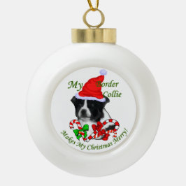 Border Collie Christmas Keramische Bal Ornament