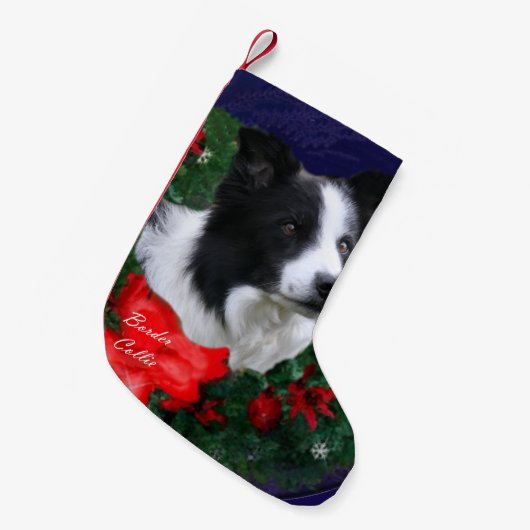 Border Collie Christmas Kleine Kerstsok (Voorkant (Hangend))