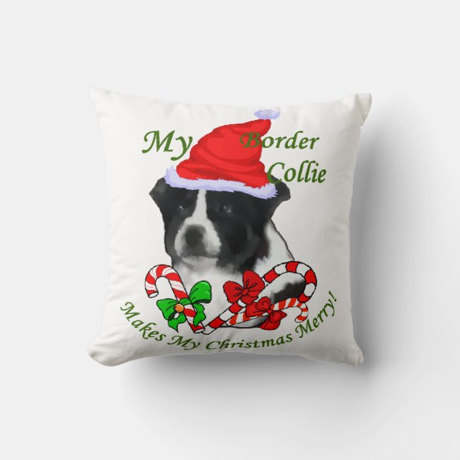Border Collie Christmas Kussen (Voorkant)