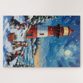 Border Collie Christmas Lighthouse Holiday Legpuzzel (Horizontaal)