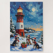 Border Collie Christmas Lighthouse Holiday Legpuzzel (Verticaal)
