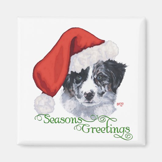 Border Collie Christmas Magneet (Voorkant)