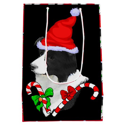 Border Collie Christmas Medium Cadeauzakje (Achterkant)