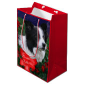 Border Collie Christmas Medium Cadeauzakje (Voorkant Gekanteld)