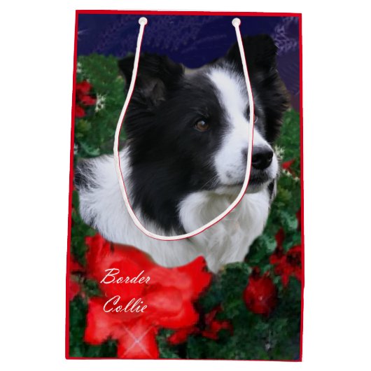 Border Collie Christmas Medium Cadeauzakje (Achterkant)