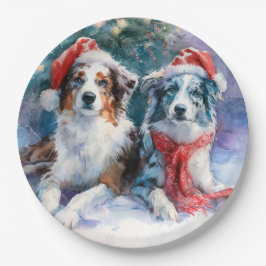 Border Collie Christmas Paper Plate Papieren Bordje