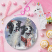 Border Collie Christmas Paper Plate Papieren Bordje (Feest)