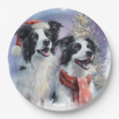 Border Collie Christmas Paper Plate Papieren Bordje (Voorkant)