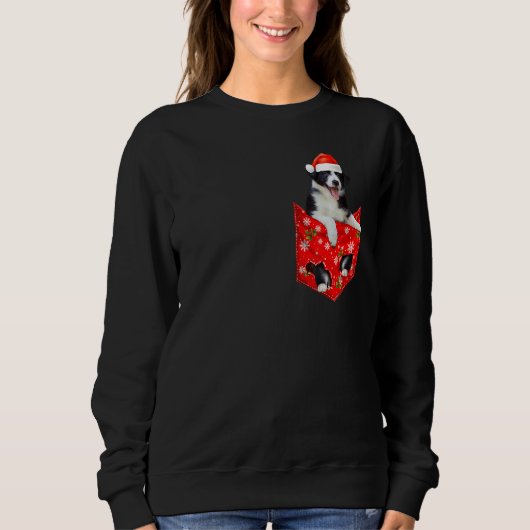Border Collie Christmas Pocket for Border Collie Trui (Voorkant)