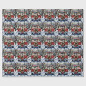 Border Collie Christmas Red Truck Holiday Cadeaupapier (Vlak)