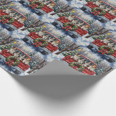 Border Collie Christmas Red Truck Holiday Cadeaupapier (Hoek)