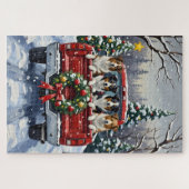 Border Collie Christmas Red Truck Holiday Legpuzzel (Horizontaal)