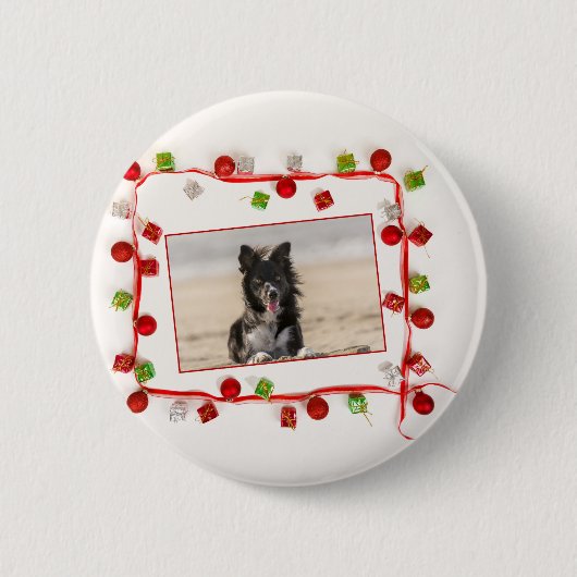 Border Collie Christmas Ronde Button 5,7 Cm (Voorkant)