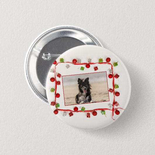 Border Collie Christmas Ronde Button 5,7 Cm (Voorkant /achterkant)