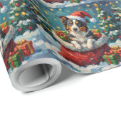 Border Collie Christmas Santa Bag Adventure Cadeaupapier (Rol Hoek)