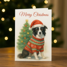 Border Collie Christmas Santa Hat & Tree