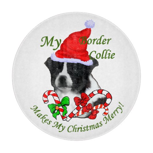 Border Collie Christmas Snijplank (Voorkant)