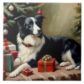 Border Collie Christmas Tegeltje (Voorkant)