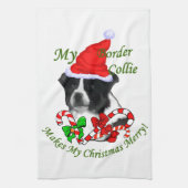 Border Collie Christmas Theedoek (Verticaal)