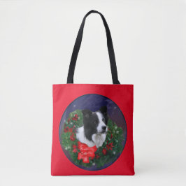 Border Collie Christmas Tote Bag