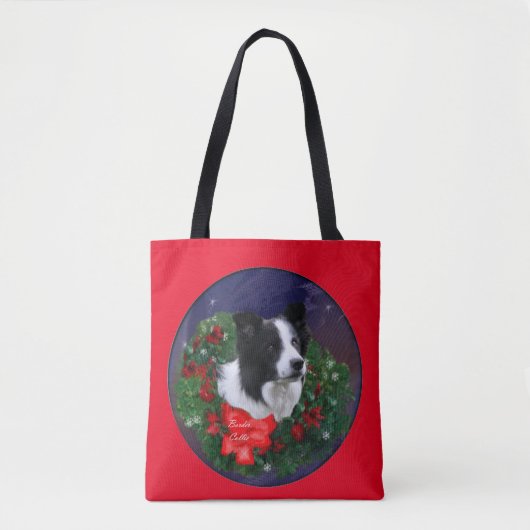 Border Collie Christmas Tote Bag (Voorkant)