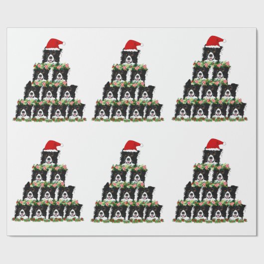 Border Collie Christmas Tree Cadeaupapier (Vlak)